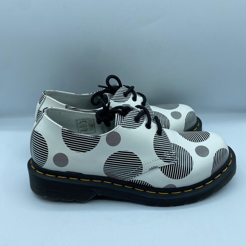 Dr. Martens 1461 Polka Dot Oxfords Womens 8 EU 39 White Black Boho Casual NWOB